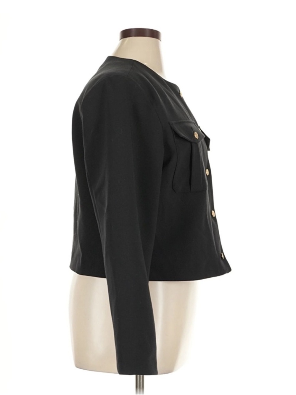 Abercrombie & Fitch Cropped Blazer Black Gold Button Jacket Structured XL NWT - Picture 4 of 7
